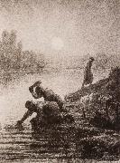 Jean Francois Millet Peasant get the water painting